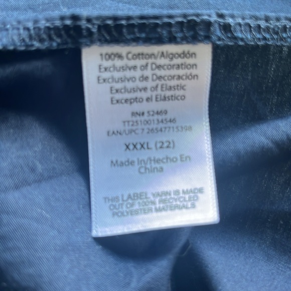 5 for $25! Time & True Blue Ruched Top Scalloped Eyelet Flutter Sleeves XXXL/22 - Picture 7 of 8